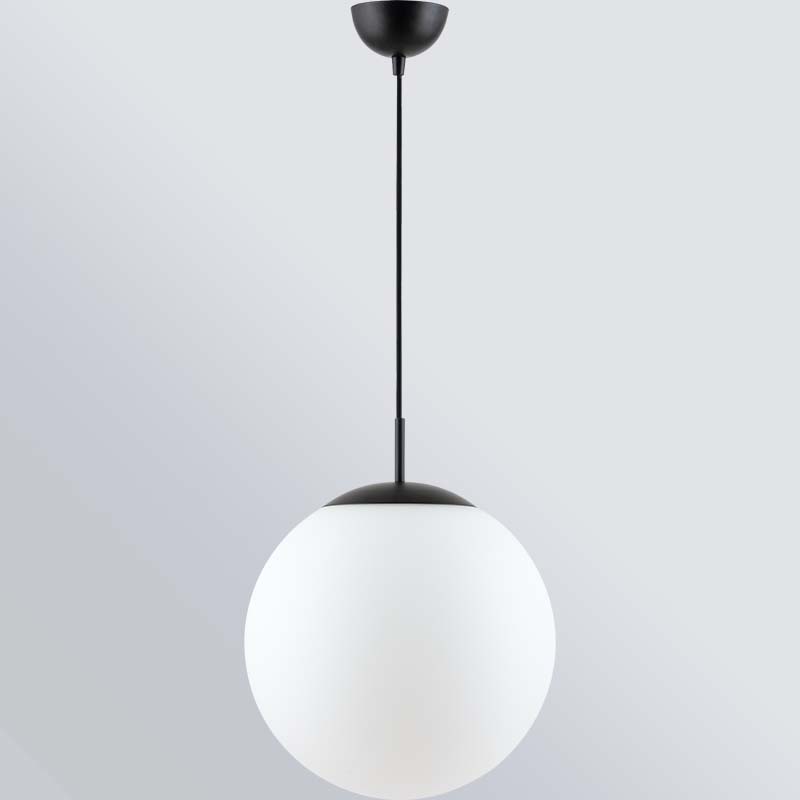 Lámpara colgante de bola de hierba de ópalo ajustable colgante de luz simple Dia35cm negro mate E27