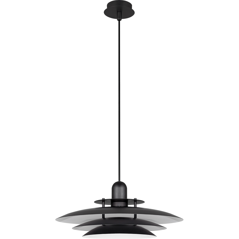 Luz redonda nórdica Atractivo candelabro Louvre Lámpara colgante Altura ajustable Negro mate dentro de blanco E27