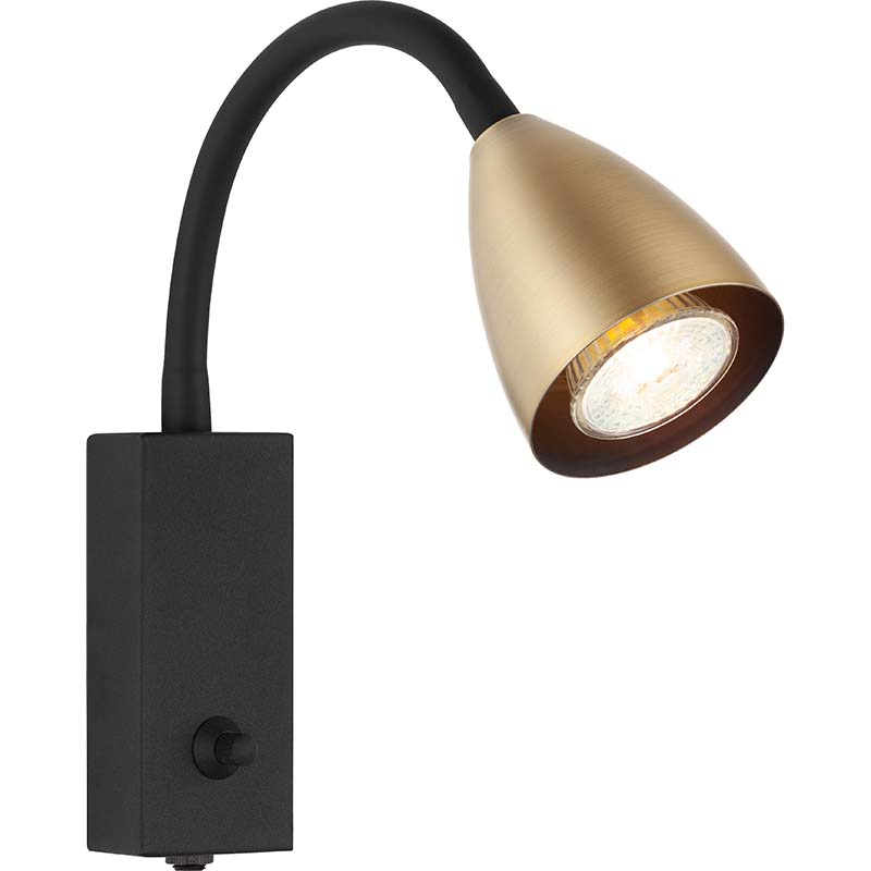 Foco de pared moderno nórdico, luz decorativa para el hogar con brazo flexible, latón mate GU10 Dim