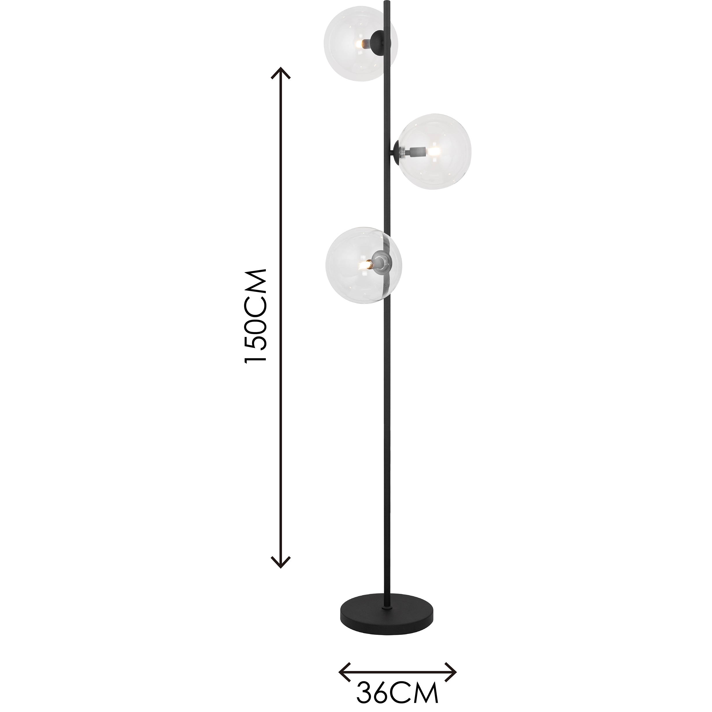 Lámpara de pie de cristal de globo transparente con luz de pie de diseño auténtico nórdico elegante 3lys G9 Dim