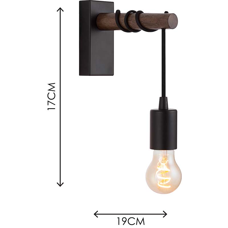 Lámpara de pared de diseño de madera maciza Luz de pared de madera natural creativa E27 ajustable