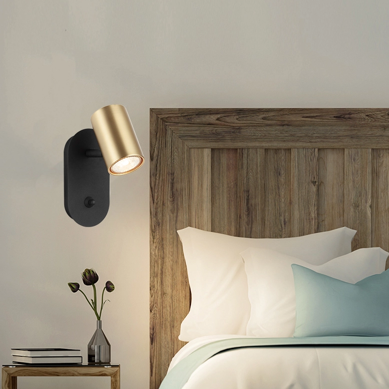 Foco de pared moderno nórdico, luz decorativa para el hogar, latón mate y negro arena GU10 Dim