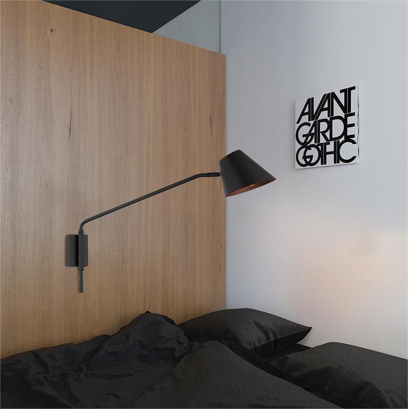 Aplique de pared de diseño auténtico nórdico elegante creativo con lámparas de pared de brazo oscilante E27 Dim