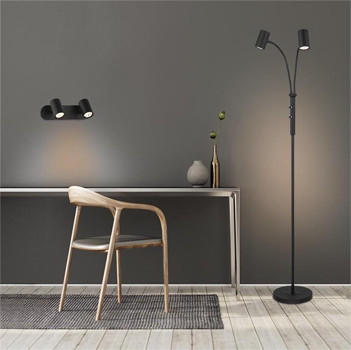 Luz de estilo nórdico moderno, foco de pared doble, luz decorativa para el hogar, arena negra GU10 Dim