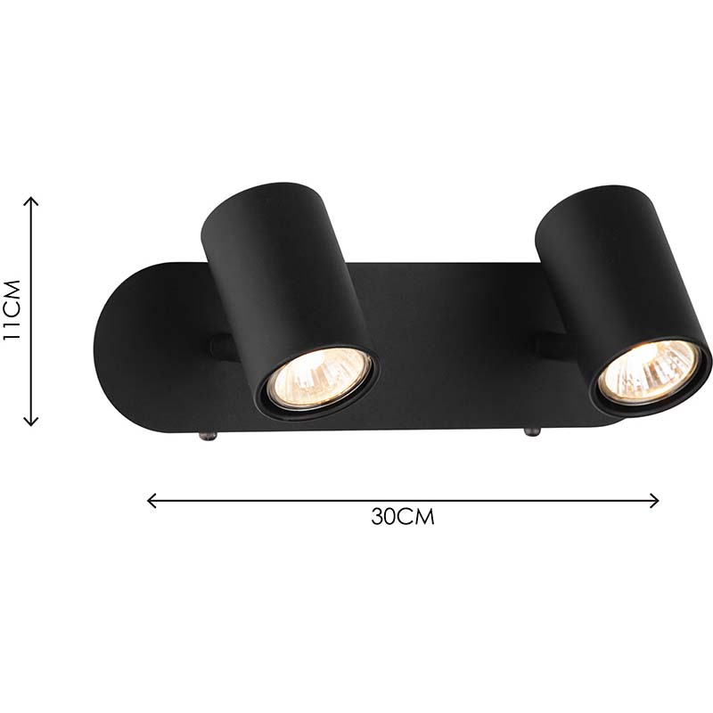 Luz de estilo nórdico moderno, foco de pared doble, luz decorativa para el hogar, arena negra GU10 Dim