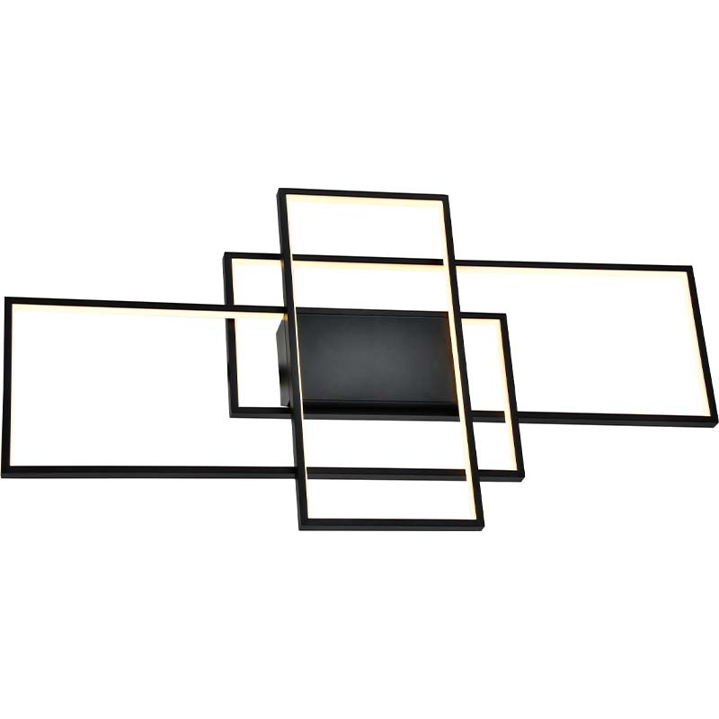 Lámpara de techo moderna y sencilla con 3 luces LED, rectangular, color arena, negro, L100 cm, DIM