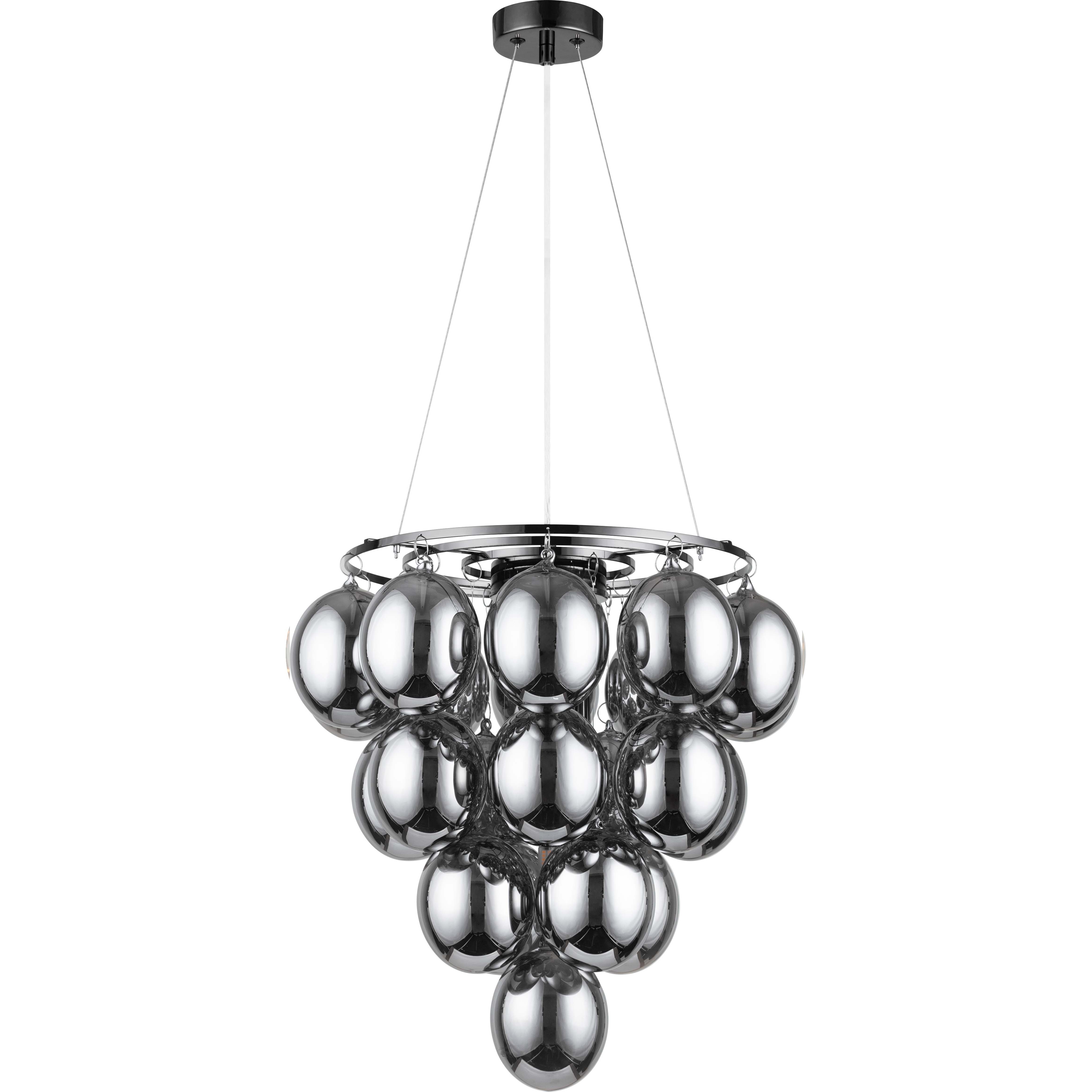 Elegante Lámpara Colgante Decorativa: Elegante Barra de Metal Cromado Negro, Hermosos Vidrios Color Humo - 22 Luces