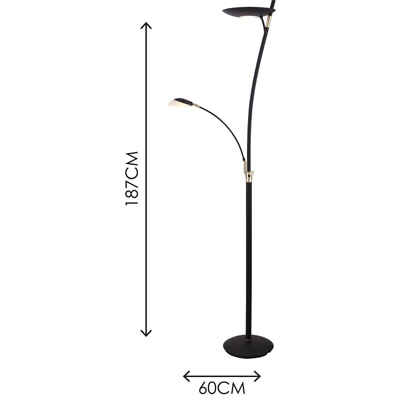 Lámpara de pie Twin Stepless Dimmer de latón cepillado con diseño elegante y luz de piso creativa