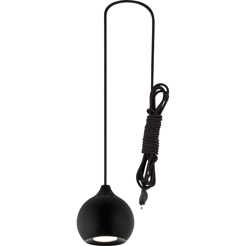 Luz de bola de almendra atractiva simple Luz colgante de ventana ajustable Arena Negro GU10