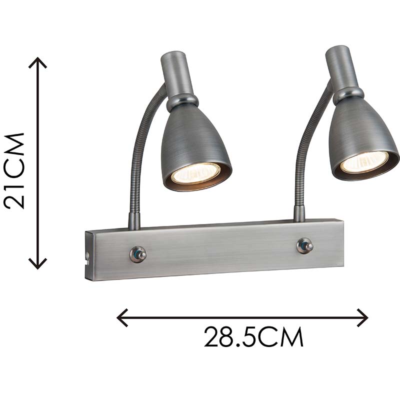 Luz de estilo moderno nórdico EMIL, foco de pared doble, luz de estudio para el hogar con brazo flexible, estaño GU10 Dim