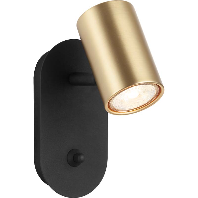 Foco de pared moderno nórdico, luz decorativa para el hogar, latón mate y negro arena GU10 Dim