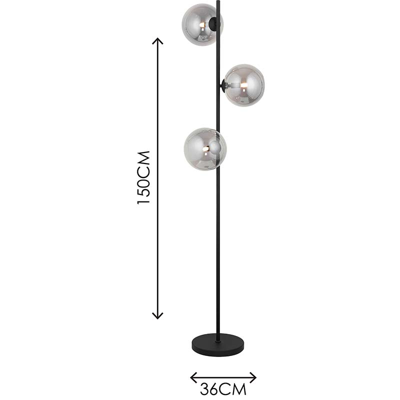 Lámpara de pie de cristal de globo de humo con luz de pie de diseño auténtico nórdico elegante 3lys G9 Dim