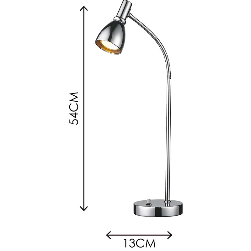 EMIL, lámpara de escritorio sencilla y atractiva, decoración de foco de mesa con brazo flexible cromado GU10 regulable