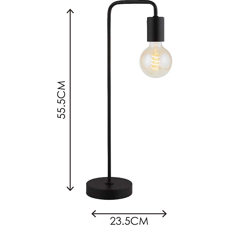 Lámpara de escritorio de diseño auténtico simple y moderna Lámpara de mesa industrial vintage Matt Black E27