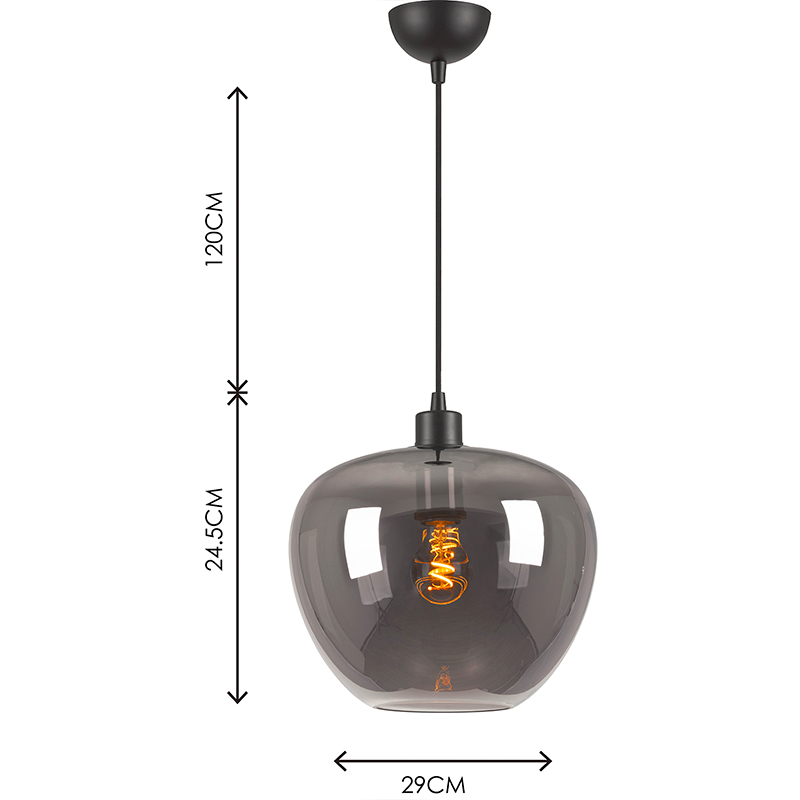 Modren Simple Light Kelly Chandelier Full Smoke Glass Lámpara colgante ajustable Dia29cm E27