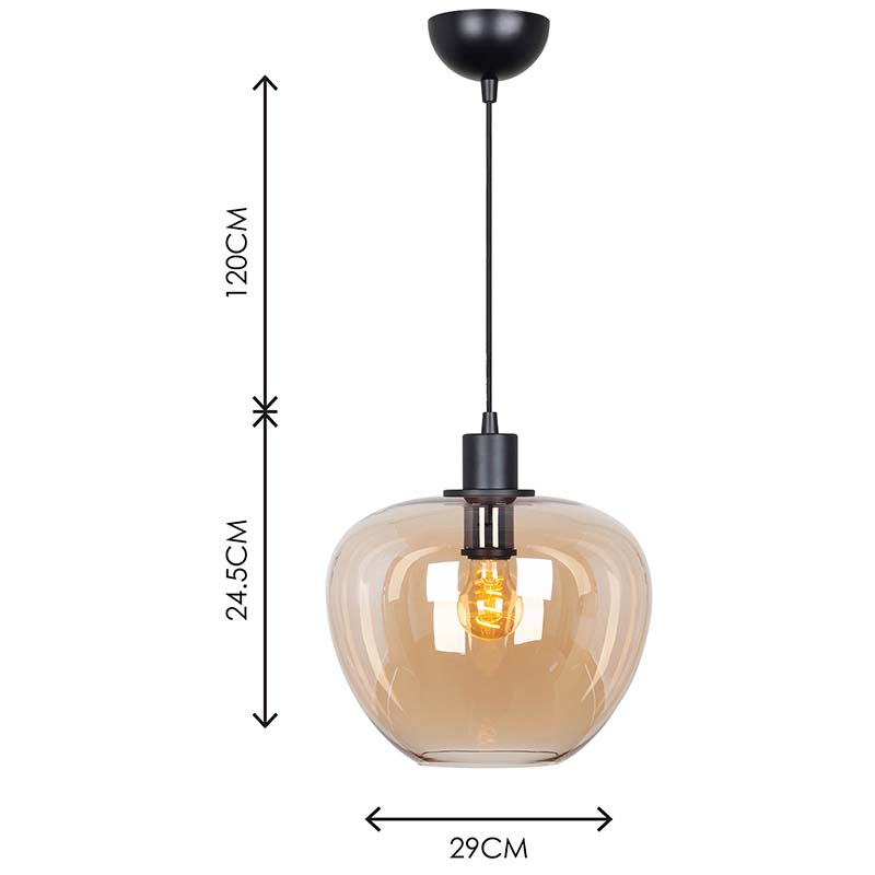 Modren Simple Light Kelly Chandelier Cristal ámbar Lámpara colgante ajustable Dia29cm E27