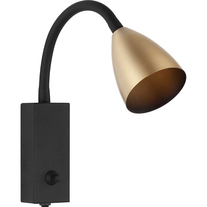 Foco de pared moderno nórdico, luz decorativa para el hogar con brazo flexible, latón mate GU10 Dim